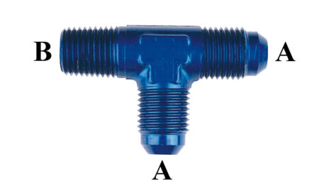 Adattatore a 3 vie da UNF/JIC 3/8" x 24 a NPT (Gas Conico) 1/8" X 27