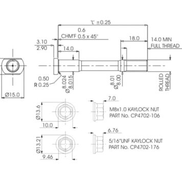 Kit prigionieri per frizione (M8 x 1.0 -  Lunghezza 40,0 mm)