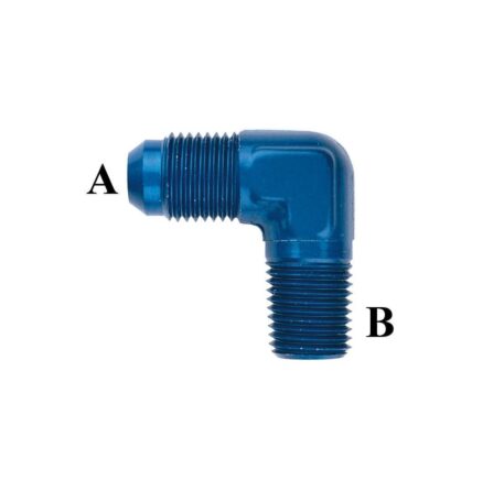 Adattatore JIC-NPT alluminio 90° maschio-maschio