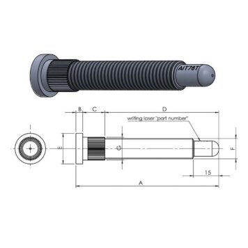 Colonnetta ruota a piantaggio 14 x 1,5 lunghezza 81 mm