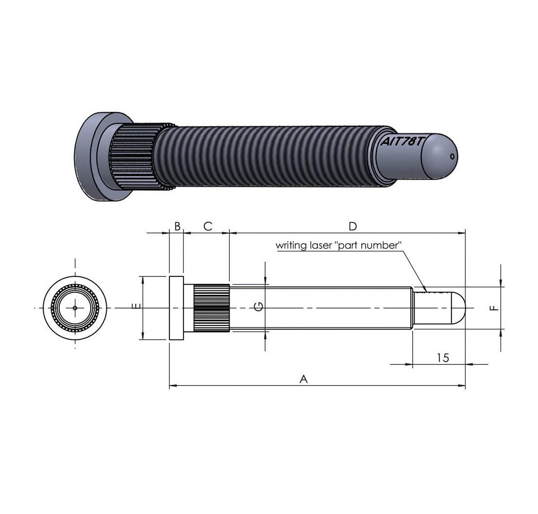 Colonnetta ruota Honda a piantaggio 12 x 1,5 lunghezza 74 mm
