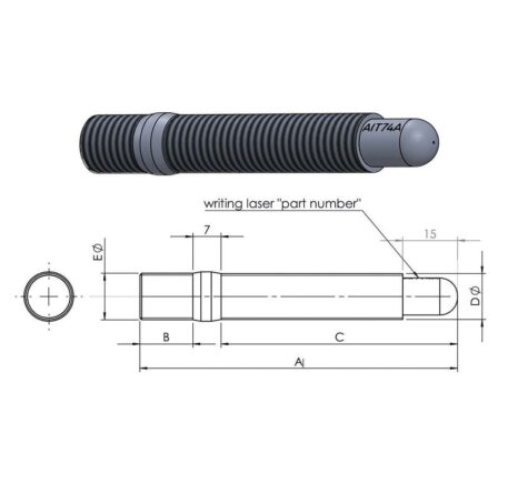 Colonnette ruota a doppia filettatura 12 x 1,50 lunghezza 86 mm
