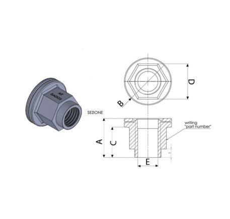 Dado ruota in acciaio ramato 12 x 1.25-19 mm sede piatta Peugeot