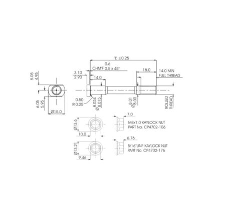 Kit prigionieri per frizione M8 x 1,2 lunghezza 40 mm
