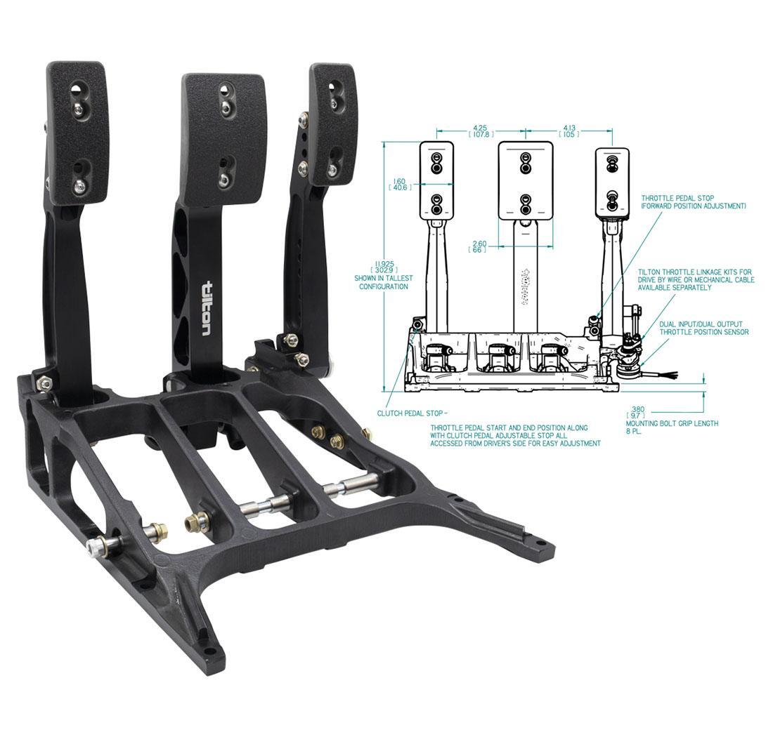 Pedaliera Tilton 3 pedali per montaggio a pavimento fissa