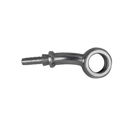 Raccordo graffabile zincato a occhiello composto, collo esteso 20° destro foro 3/8
