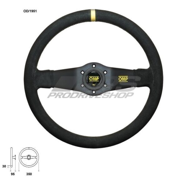 Rally Tuning OMP TARGA VOLANTE IN PELLE SCAMOSCIATA NERO ANODIZZATO RACE 
